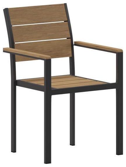 Finch Commercial Grade Stackable Patio Chair with Arms, Natural