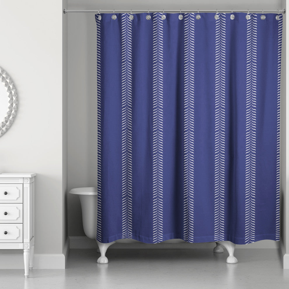 Navy Lines 71x74 Shower Curtain