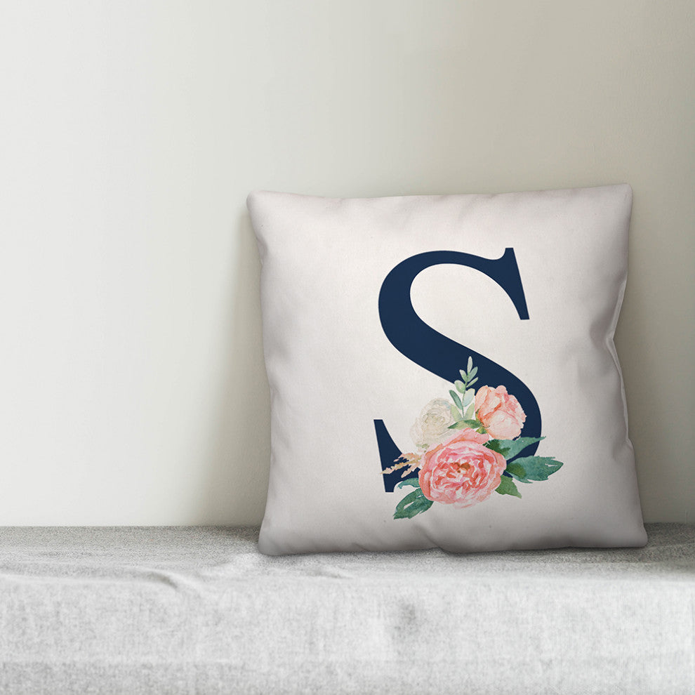 Floral Monogram S 18x18 Indoor/Outdoor Pillow
