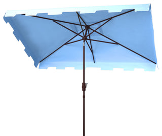 Safavieh Zimmerman 6.5'x10' Rectangle Market Umbrella, Baby Blue/White