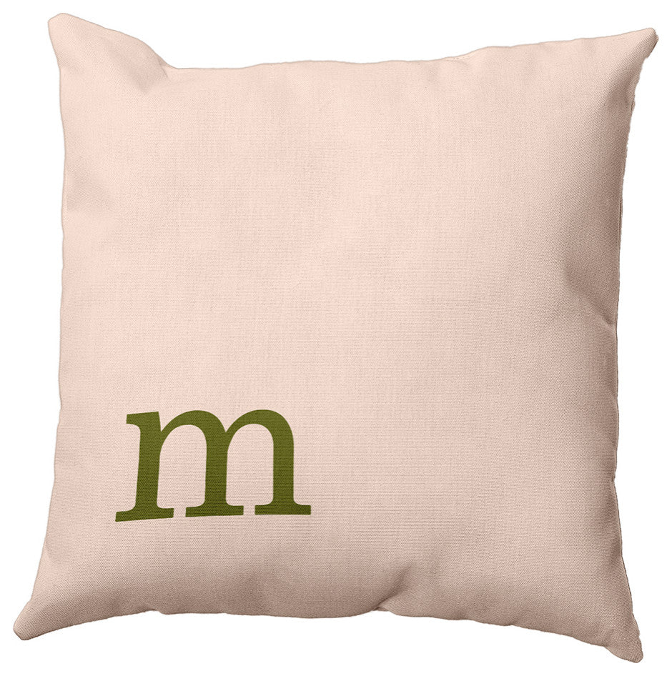 20"x20" Modern Monogram Decorative Throw Pillow, Olive