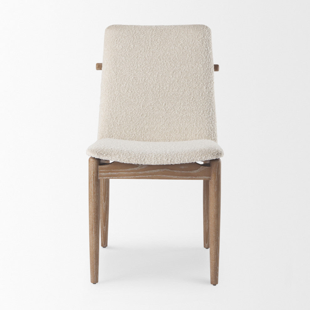 Cavett Cream Boucle Fabric With Medium Brown Wood Frame Dining Chair (Set of 2)