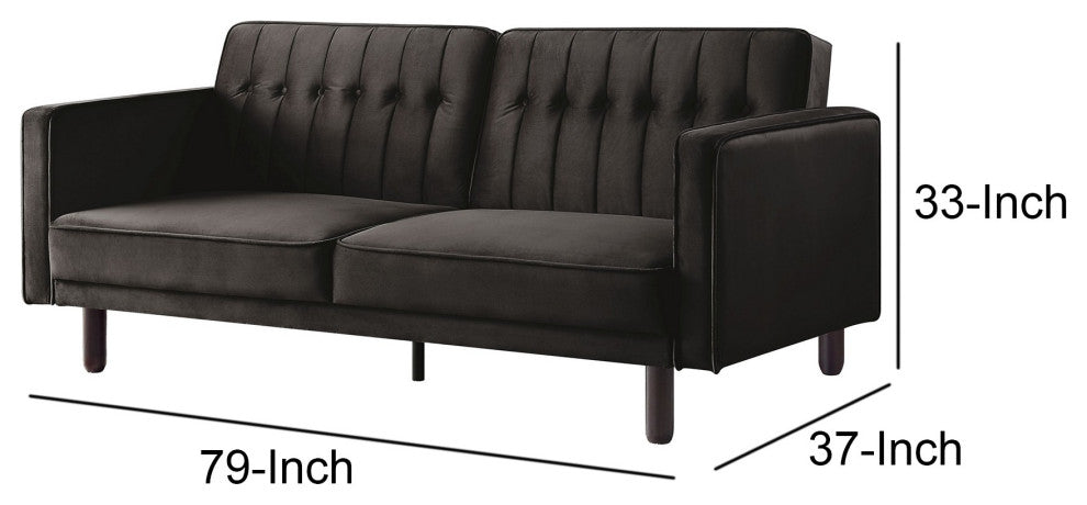 Benzara BM263588 Leather Adjustable Sofa With Button Tufted Tight Back, Brown
