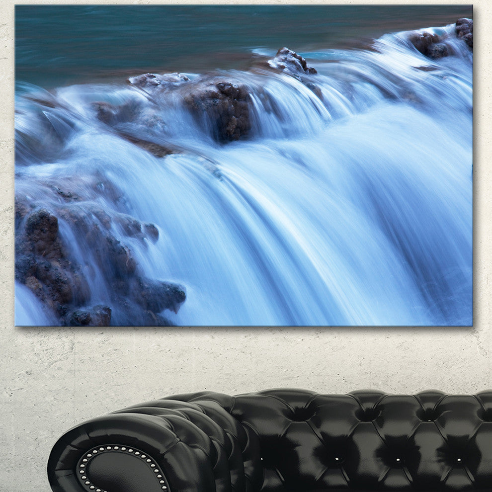 Fantastic Blue Water Cascade, Extra Large Landscape Canvas Art, 40"x30"