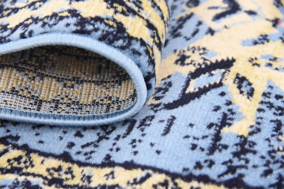 Unique Loom Light Blue Oasis Taftan 2' 2 x 8' 2 Runner Rug