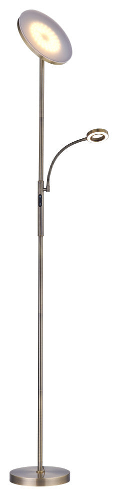 Artiva USA Slim LED Torchiere Floor Lamp, Antique Brass