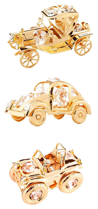 Collectibles Vehicle Package: 24K Gold Plated Crystal Vintage Vehicles Ornaments