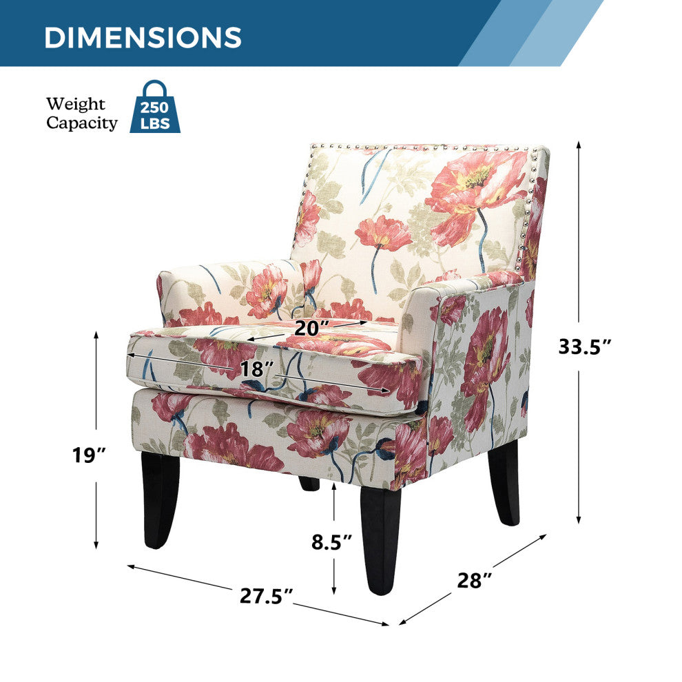 Herrera Classic Armchair With Pattern, Pink Floral