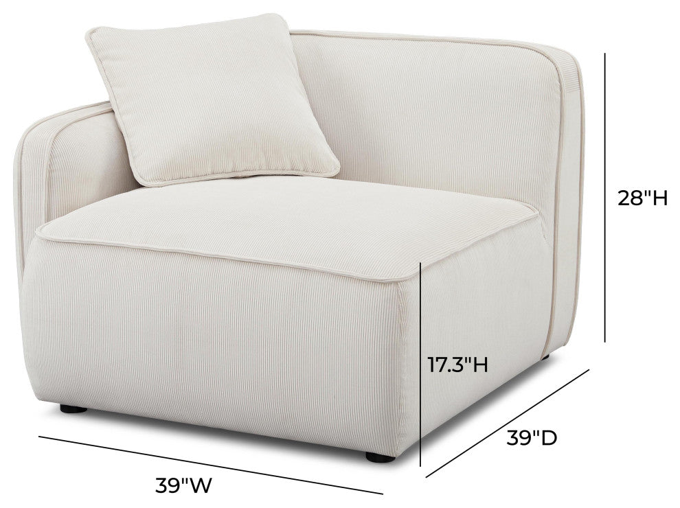 Travie Left Arm Facing Corner Chair, White Sand