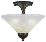 Semi-Flush 2-Light Semi-Flush Mount, Bronze/Gold Ice