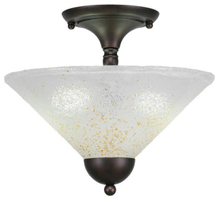 Semi-Flush 2-Light Semi-Flush Mount, Bronze/Gold Ice