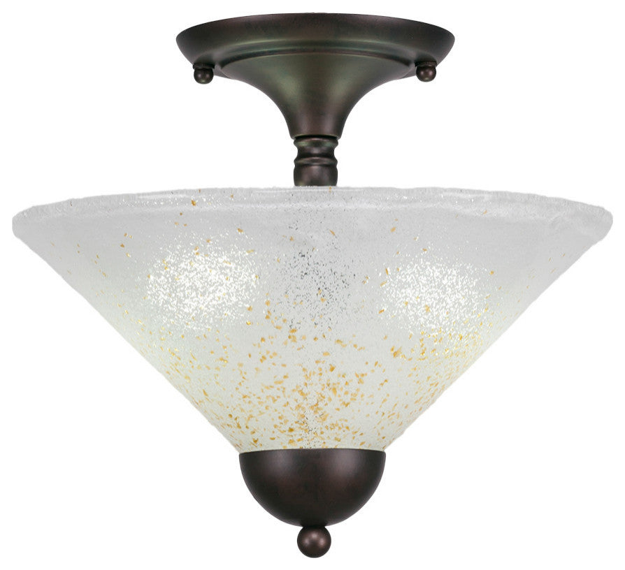 Semi-Flush 2-Light Semi-Flush Mount, Bronze/Gold Ice