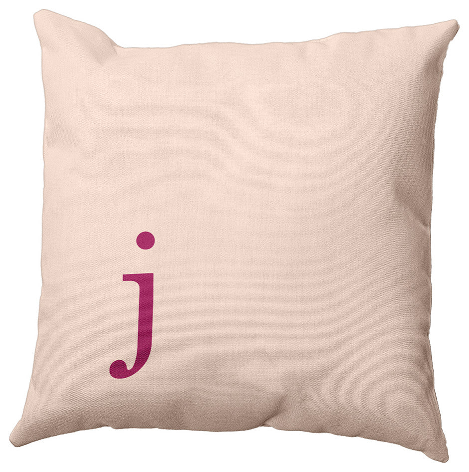 26"x26" Modern Monogram Decorative Throw Pillow, Dusty Rose