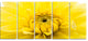 Yellow Chrysanthemum Gold Flower, Flower Artwork on Canvas, 60"x28", 5 Panels