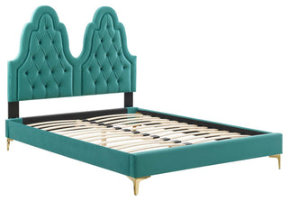 Alexandria Tufted Performance Velvet King Platform Bed - Teal