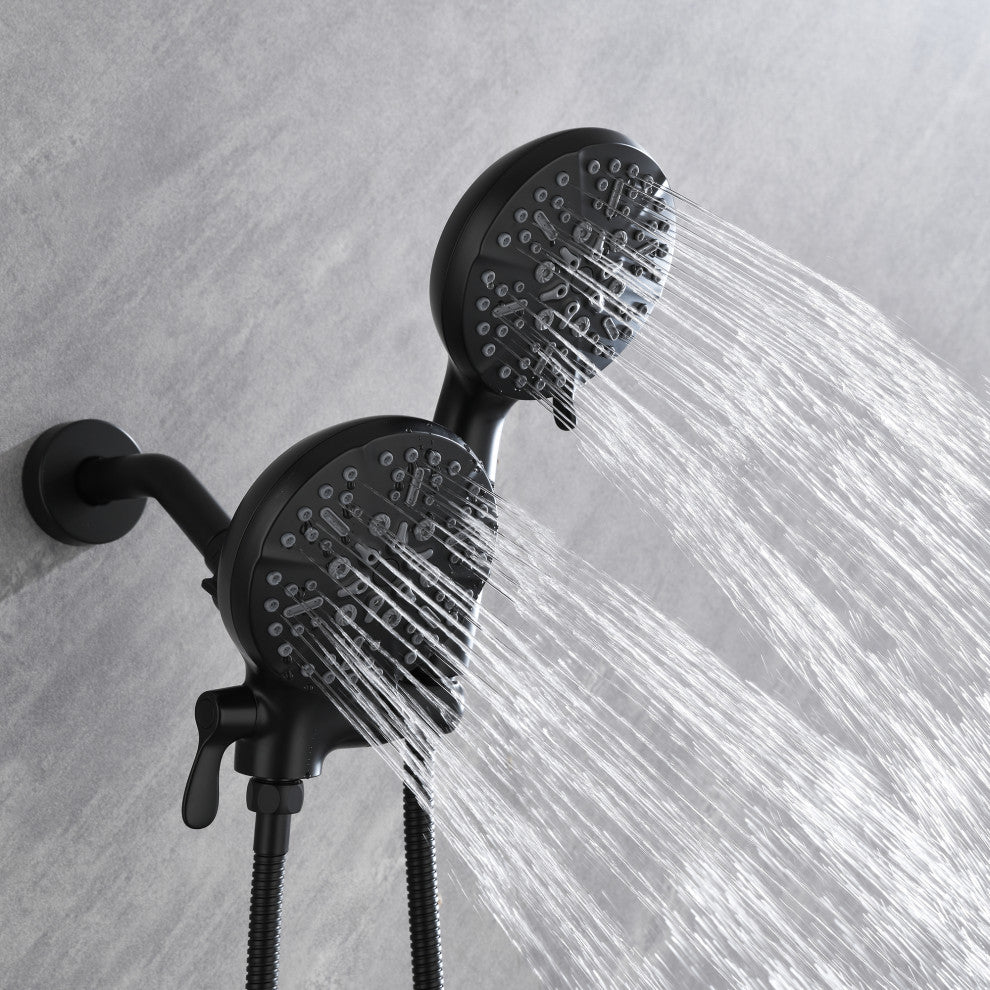 Multi Function Dual Shower Heads and Tub Faucet, With Tub Spout