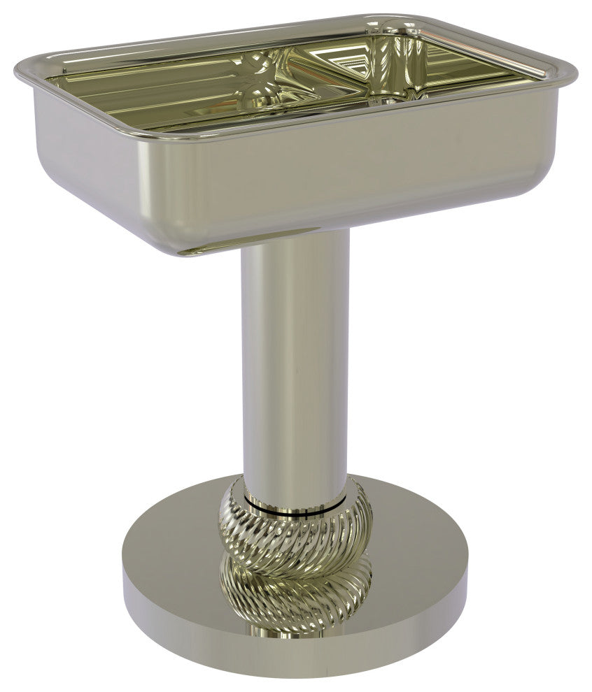 Vanity Top Soap Dish with Twisted Accents, Polished Nickel