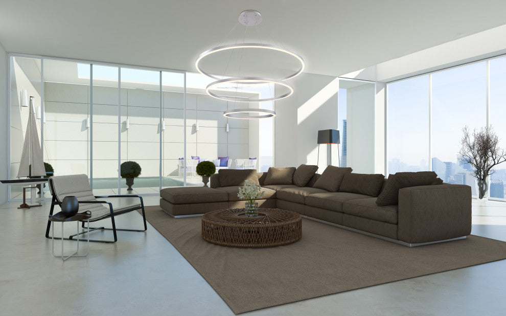 3 Light Modern Large Chandeliers, Silver