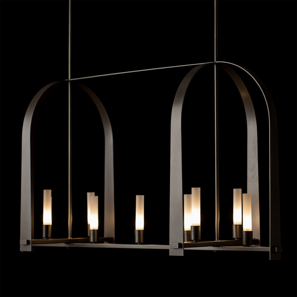 Triomphe 9-Light Linear Pendant Dark Smoke Frosted Glass