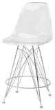 Stylus Polycarbonate and Chromed Steel Base Stool, Clear, Counter Height