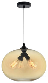 Glass Light Down Mini Pendant, Transparent Amber, 16 Inches