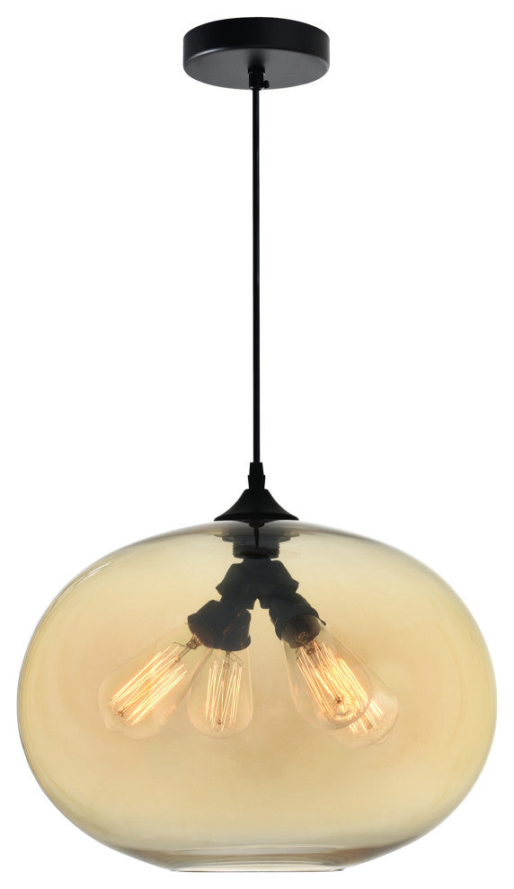 Glass Light Down Mini Pendant, Transparent Amber, 16 Inches