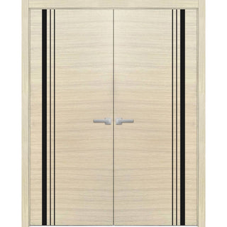 Solid French Double Doors 64 x 96 | Planum 0011 Natural Veneer with