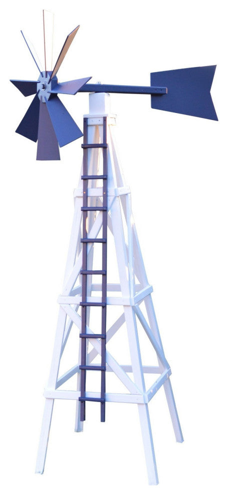 Farm Style Windmill, White & Navy