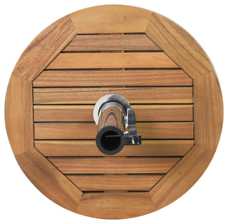 Bucy Outdoor 33lb Acacia Wood Circular Umbrella Base with Stainless Steel Tube