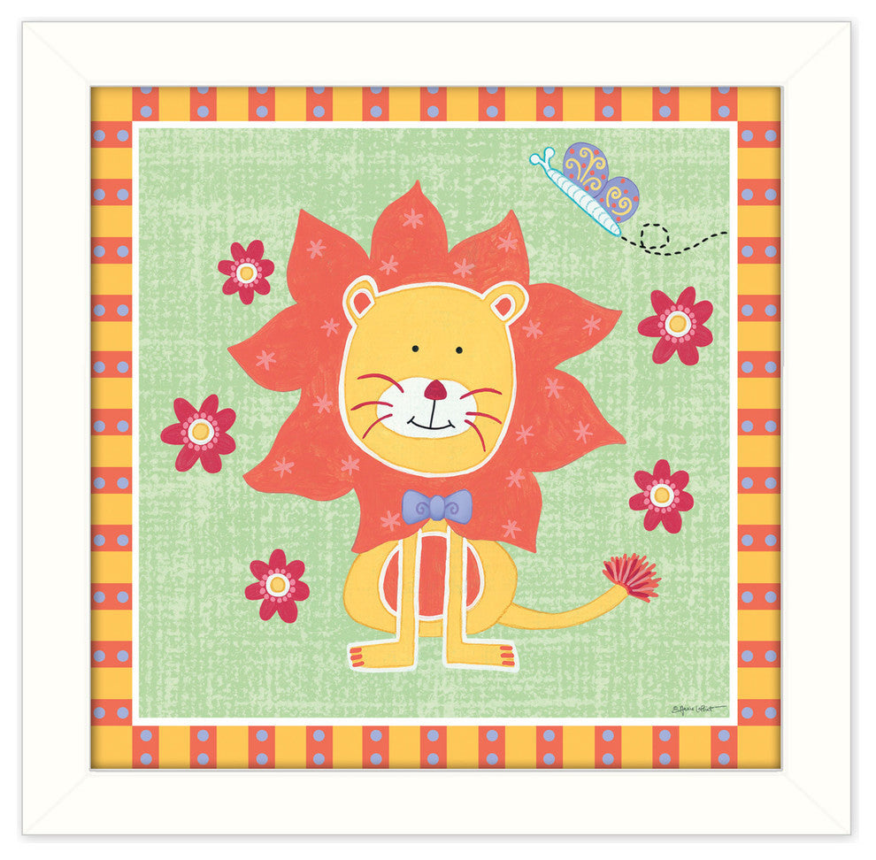 "Beetle and Bob Baby Lion" By Annie LaPoint, Printed Wall Art, White Frame