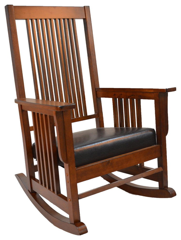 Chestnut Mission Rocker - Brown Upholstery