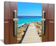 "Door Open To Wooden Ocean Pier" Wooden Sea Bridge Wall Art, 40"x30"