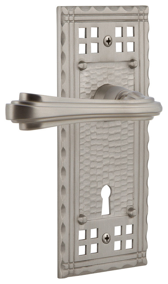 Craftsman Plate With Keyhole Fleur Lever, Satin Nickel, Passage, Non-Handed