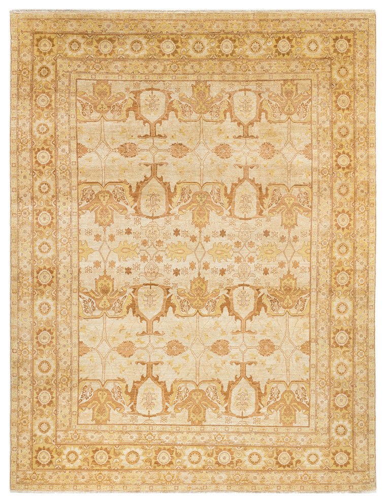 Eclectic, One-of-a-Kind Hand-Knotted Area Rug Ivory, 9'0"x11'9"