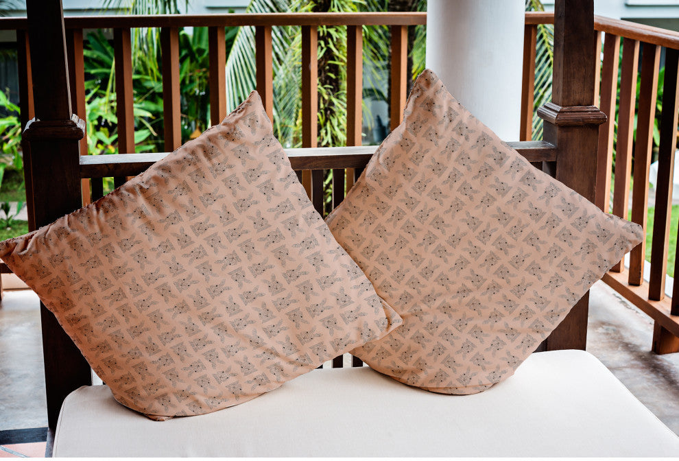 Criss Cross Bunnies Easter Indoor/Outdoor Throw Pillow, Sunwashed Red, 20x20"