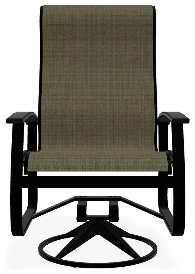 Belle Isle Sling Outdoor Swivel Rocker, Elevation Stone/Black