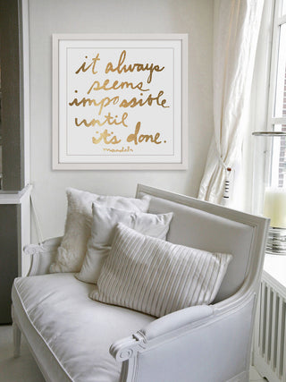 "Impossible Until It's Done" Framed Painting Print, 18"x18"