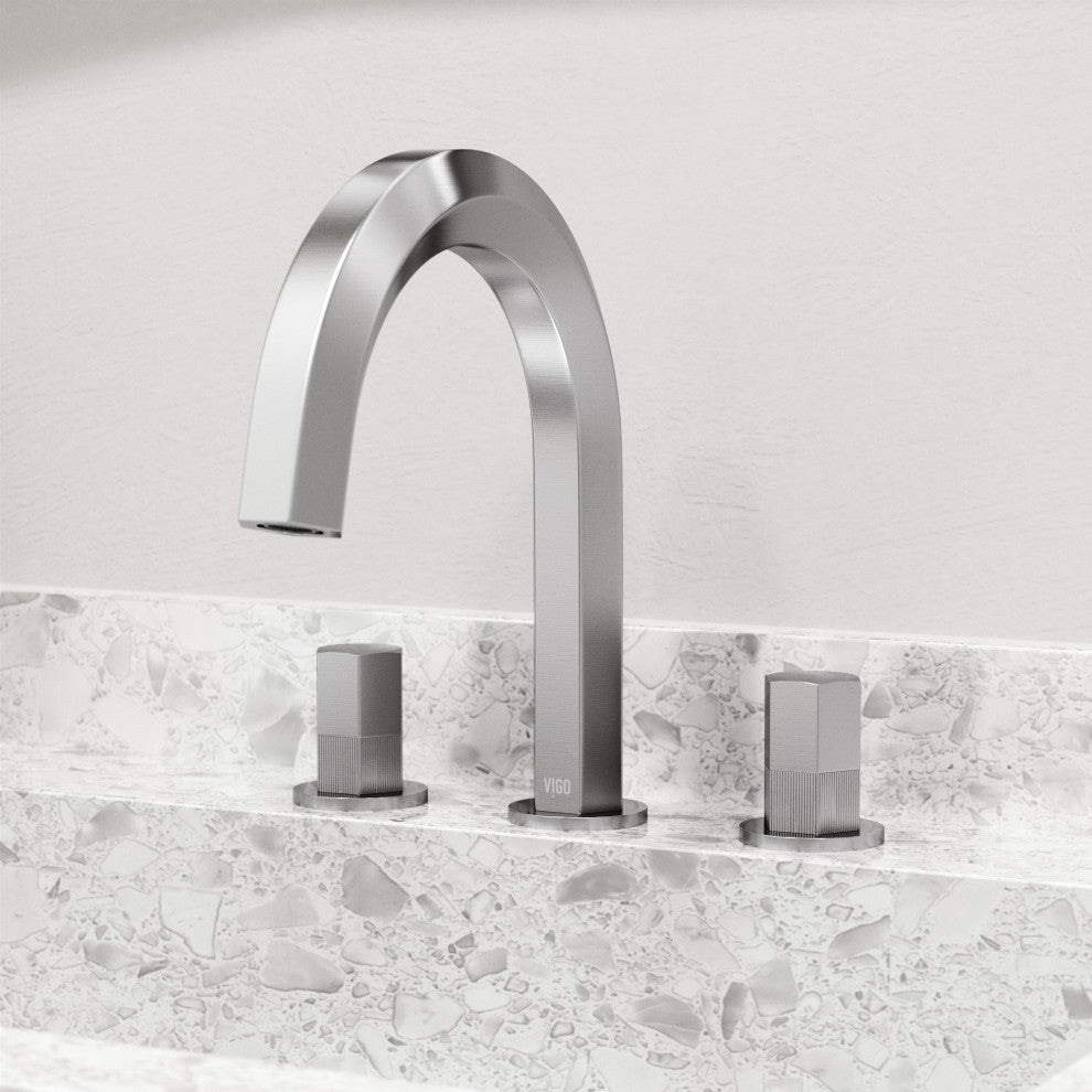 VIGO Hart 9" H 2-Handle Widespread Bathroom Faucet, Brushed Nickel