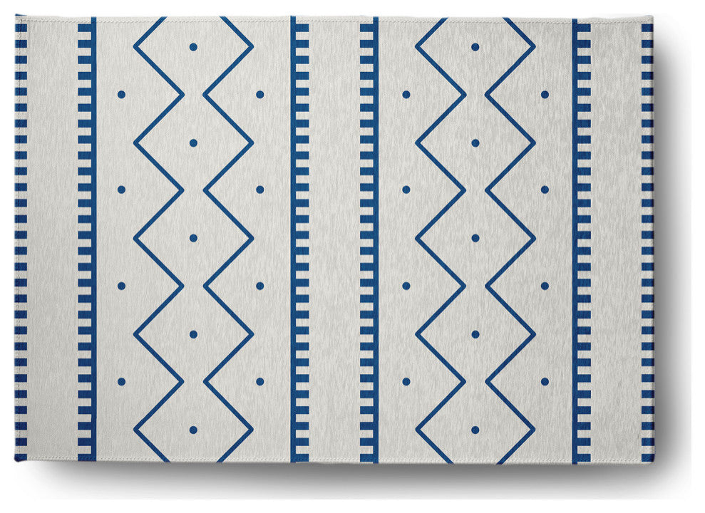 Mudcloth Spring Chenille Rug, Dark Cobalt Blue, 5'x7'