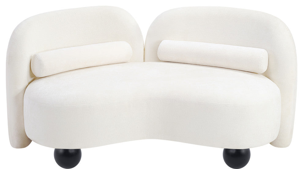 Daphne Upholstered Chair/Loveseat/Sofa, Cream, Chenille Fabric, Loveseat