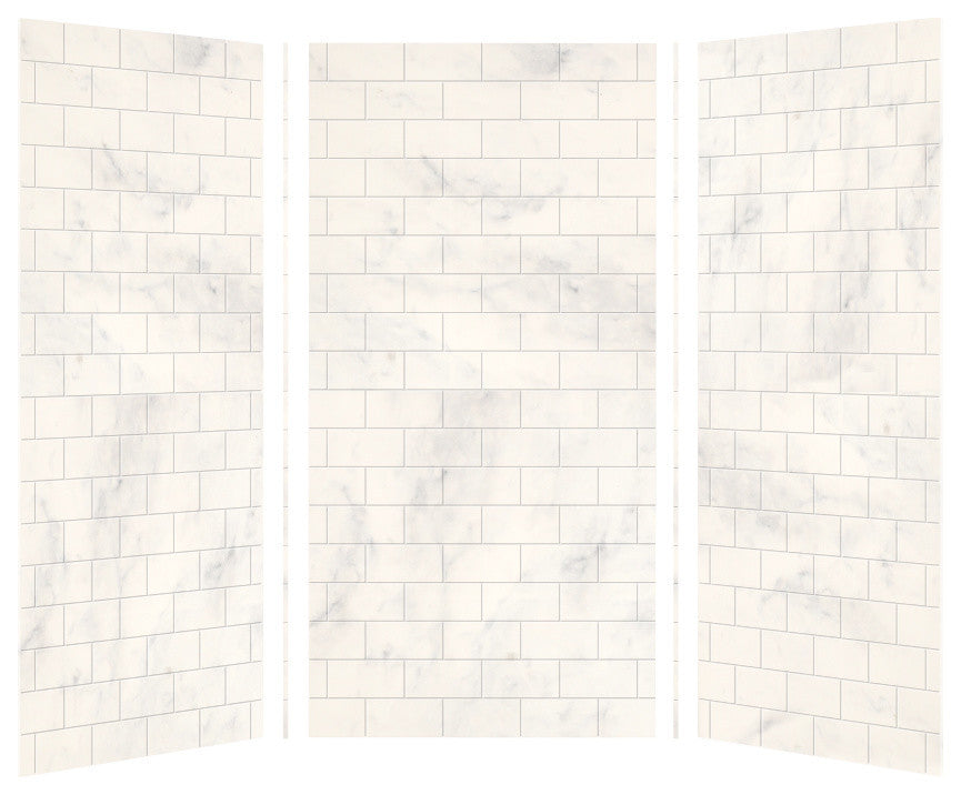 Transolid SaraMar 36"x36"x72" Glue to Wall 3-Piece Shower Wall Kit, White Venito