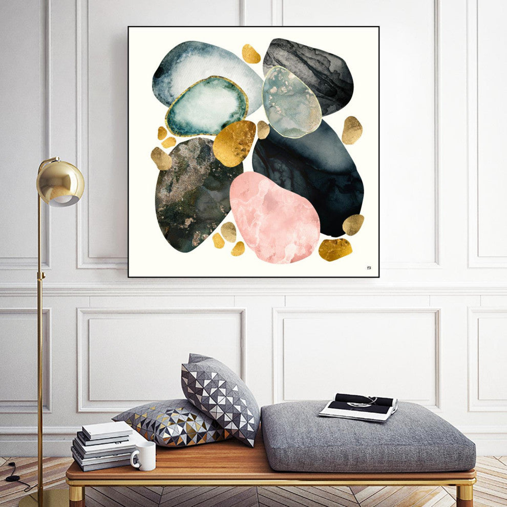 "Pebble Abstract" Framed Canvas by Giant Art 20"x20"