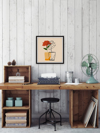 "A Single Flower" Framed Painting Print, 12x12
