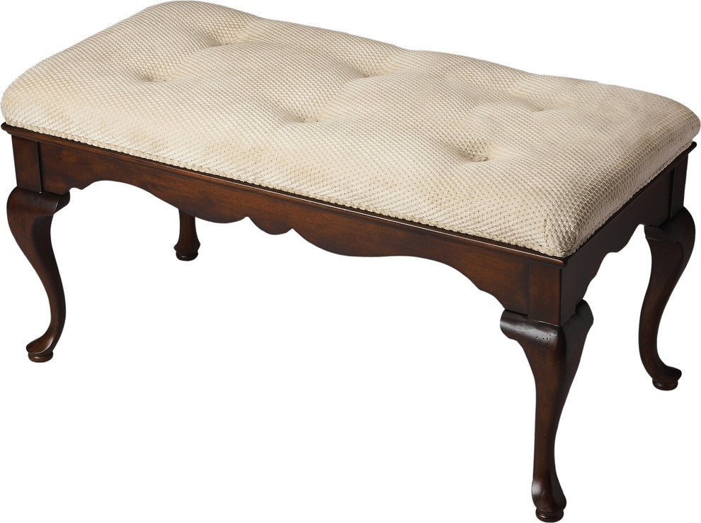 Grace Upholstered 38"W Bench, Dark Brown