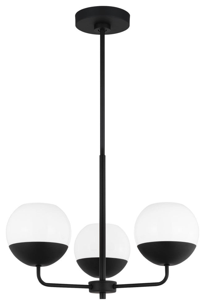 Alvin Three Light Chandelier, Midnight Black
