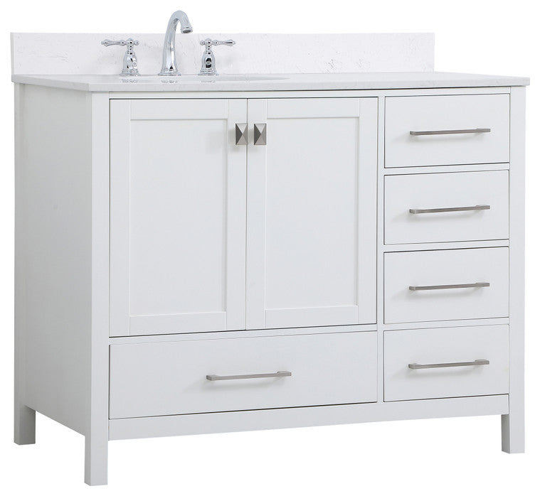 Iris 42" Single Bathroom Vanity, White With Backsplash
