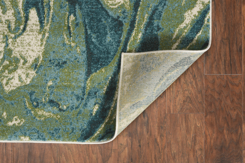 Watercolors Teal Geode Plush Area Rug, 3'3"x4'11"