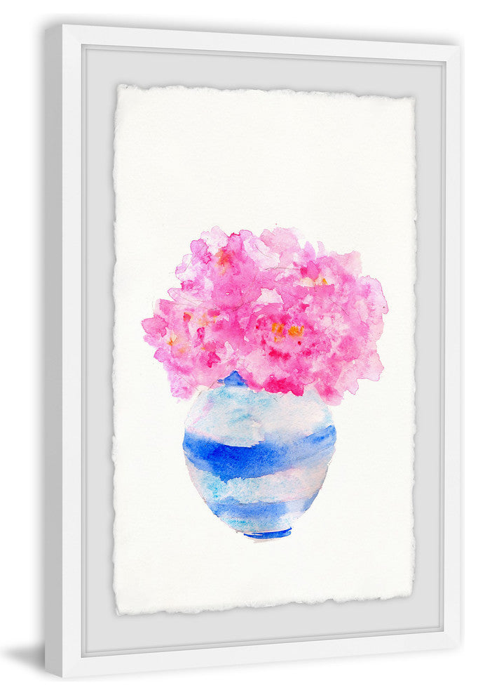 "Bushy Pink Vase" Framed Painting Print, 30"x45"