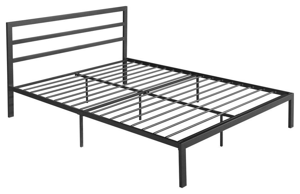 GDF Studio Jones Queen-Size Bed Frame, Charcoal Gray