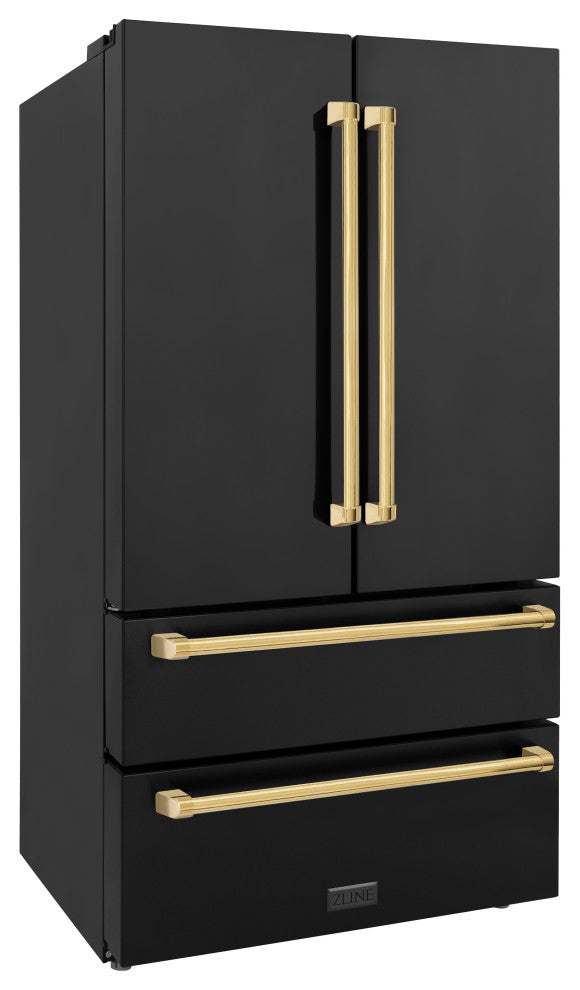 ZLINE 36" French Door Refrigerator With Ice Maker, Black RFMZ-36-BS-G